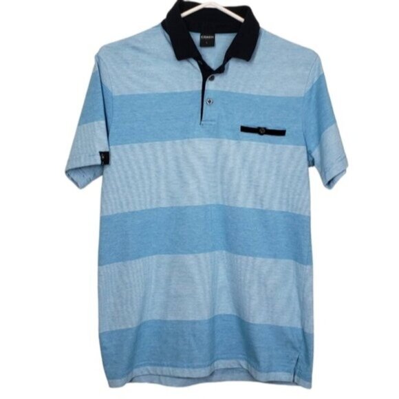 Coach Men's Polo Golf Shirt Short Sleeve Stripes Blue Size Large - Picture 1 of 11